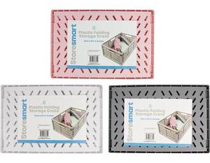 2 X Folding Collapsible Plastic Storage Crates Boxes Cosmetic Stackable Basket