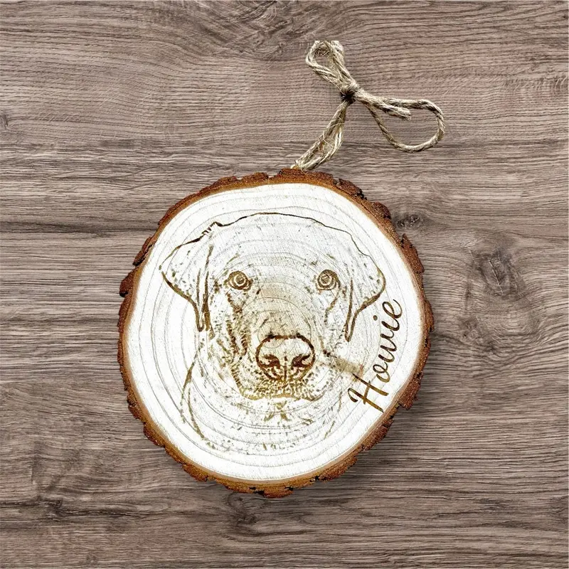 Personalised Pet Portrait Woodslice hanging decoration Decorative Gift Hangable Ornaments Room 1