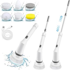 Electric Cleaning Brush, Cordless Spin Scrubber with 6 Interchangeable Brush Heads, Adjustable Telescopic Rods 35-116 cm, 2 Rotation Speeds, for Bathroom, Kitchen, Tiles, Floor