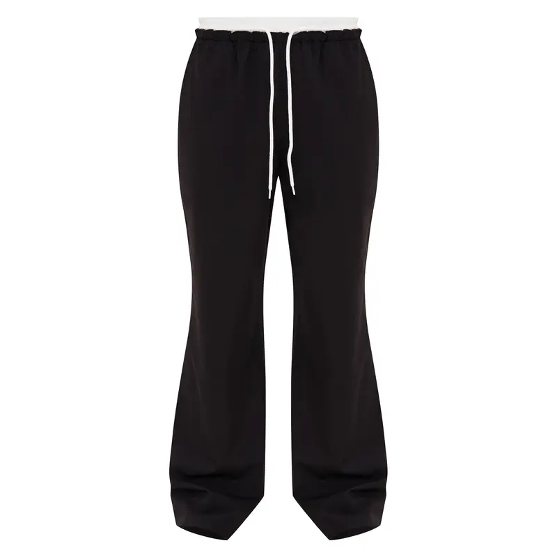 Black Boxer Detail Drawstring Waist Trousers 4