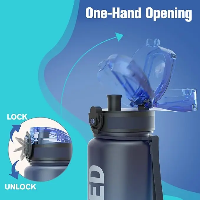 Water Bottle,1000ML Motivational Water Bottle, Sport Drinks Bottle with Times to Drink & Lock Cover, Leak Proof, BPA Free for Gym, School Cup Portable Drinkware Plastic 2