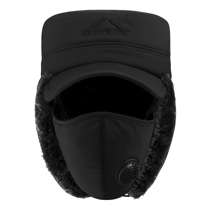 Winter Flat Top Hat with Face Cover for Middle-aged And Elderly Men, Outdoor Cycling Ski Hat, Windproof And Ear Protection Hat 1