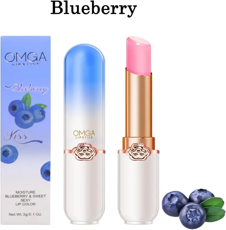 6 Packs Jelly Lipstick Set, Fruit Color Change Lip Balm Set, Peach Aloe Vera Strawberry Blueberry Avocado Grape Color Change Lip Balm, Long Lasting Moisturizer Lip Makeup Set (6PCS) 1