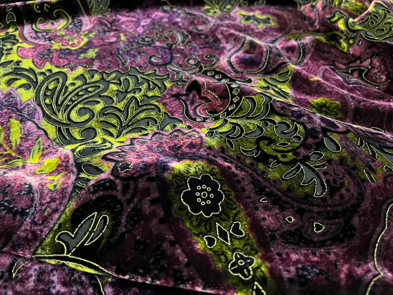 NEW High Class Paisley Viscose Silk Velvet Devore Fabric (See Description) 0