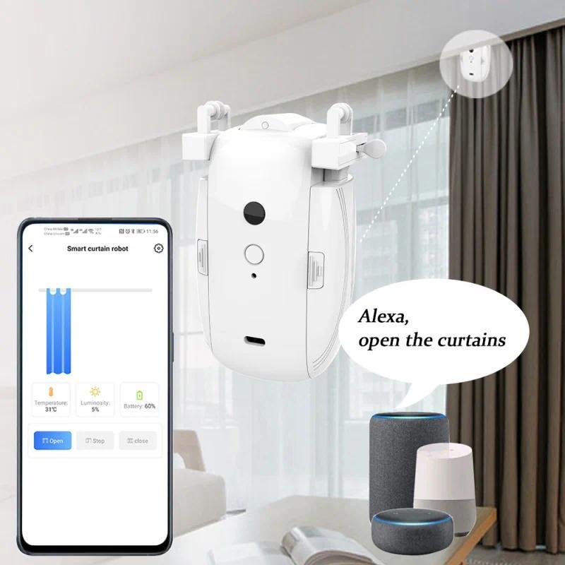 WiFi ZigBee T & U track Roman Rod Smart curtain Motor Electric automatic curtain robot compatible Alexa Google Home Alice 3