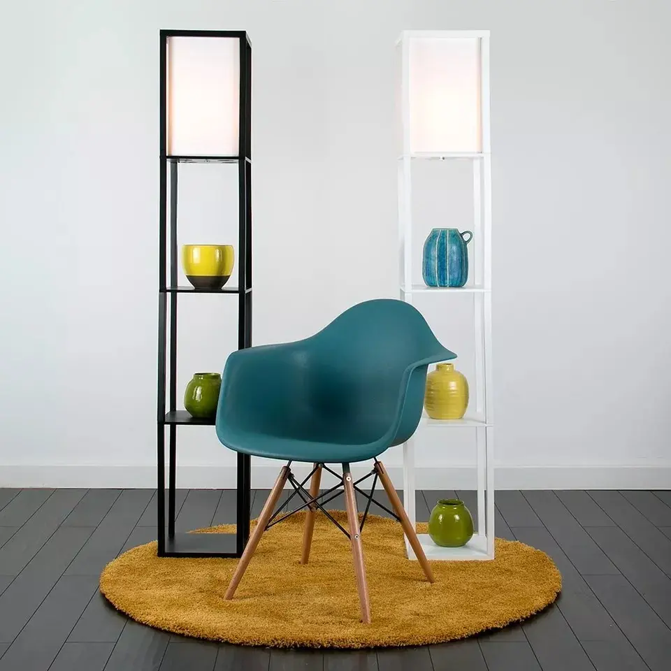 Wooden Floor Lamp with Shelf Storage - Perfect for Home Lighting and Storage