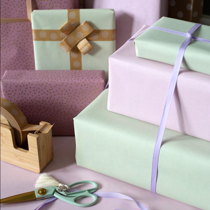 10m roll of Pink & Mint Green Kraft Wrapping Paper (500mm wide) Great for Birthdays, Weddings, Christening Gift Wrap 1