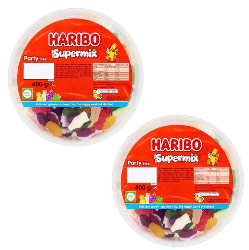 Haribo Super Mix 400g Pack of 2 - Milk and Fruit Flavour And Sweet Foam Gums - No Artificial Flavours Treat For Kids BB 30/04/25 Sugar Snack 0