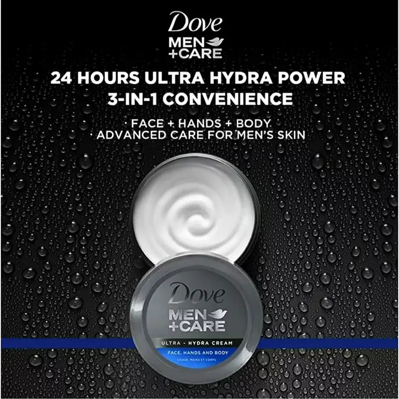 Dove Men+ Care Ultra-Hydra Care Cream Face, Hand & Body - 75 ml Moisture Skincare Comfort Moisturizer Hydrating Moisturizing 2