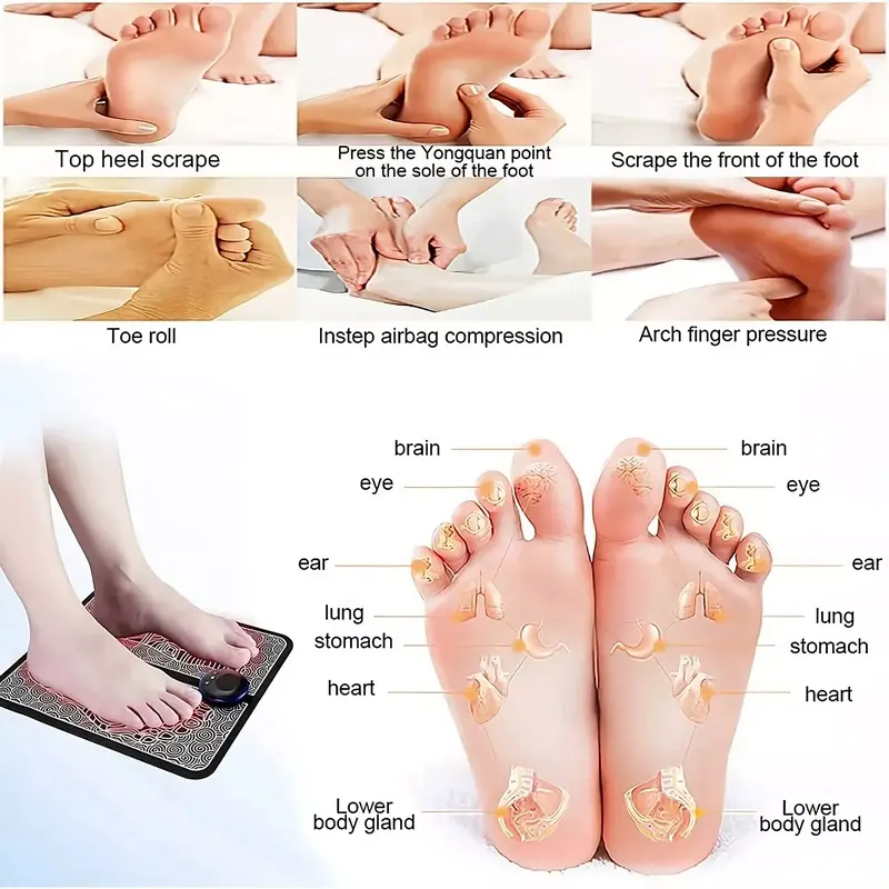 Electric ROMOTE Foot Massager Mat for Blood Circulation Relief Pain with LED and USB - Comfort 3