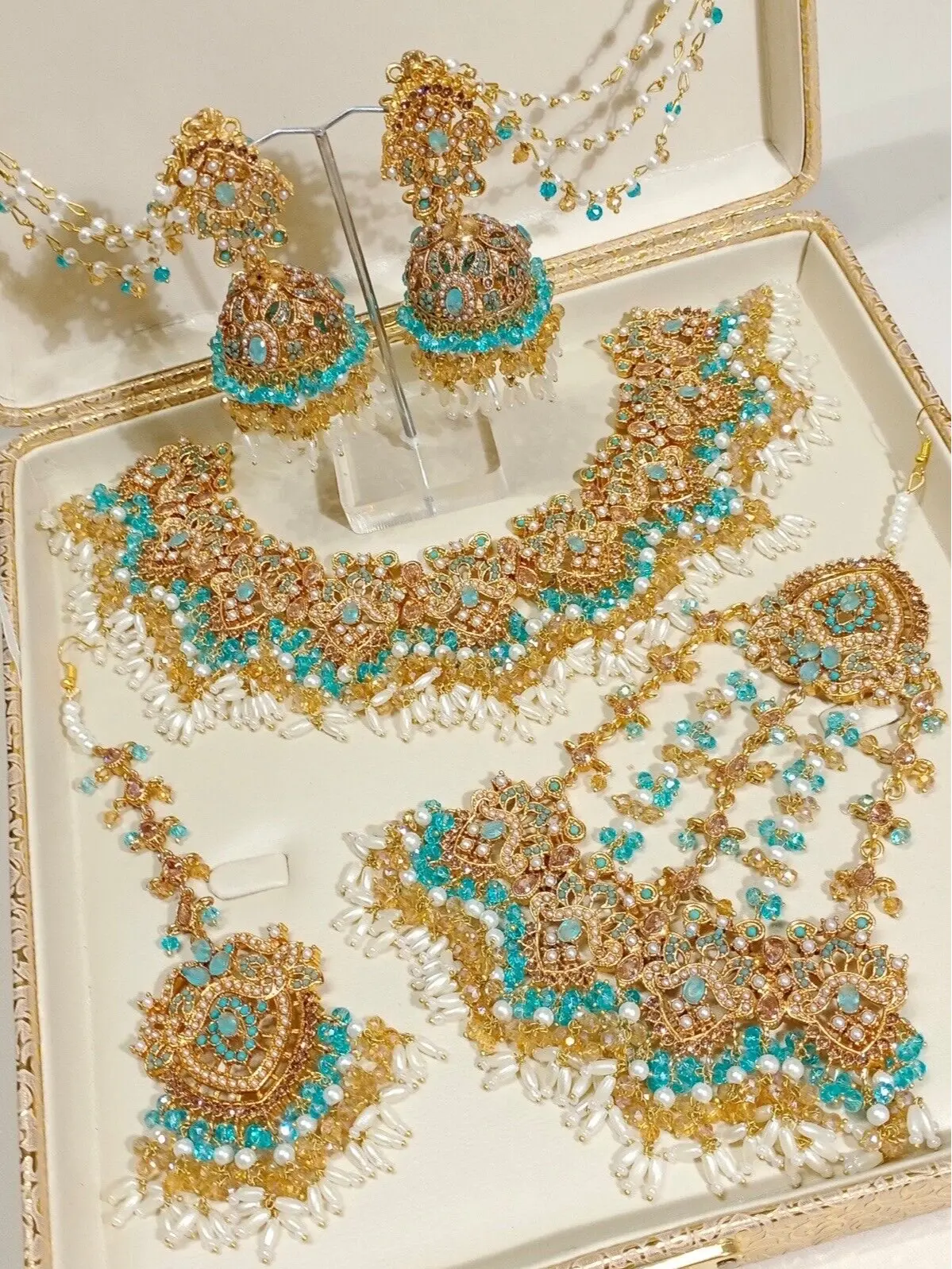 Gold Plated Bridal Heavy Complete Set / Indian Pakistani Bridal Wedding Jewelry