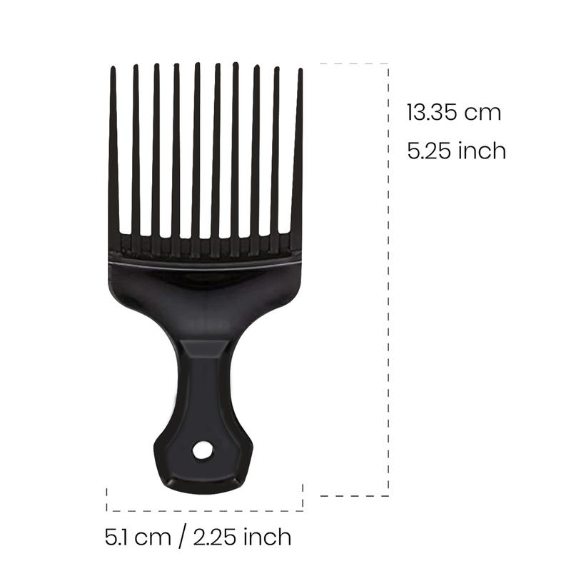 2 Pieces Hair Pick Comb, Smooth & Sturdy Wide Tooth Hair Pick Comb Plastic Hairdressing Styling Tool for Natural Curly Hair Style, Black   Handy Salon 1