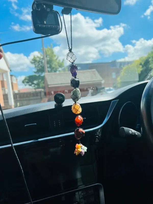 7 Chakra wall Hanging , Car & Window Hanging ,Spiritual Meditation Feng Shui Ornament Natural Stones Car and Home Decor handmade gift Crystals Decorative Hangable Pack Decoration 3