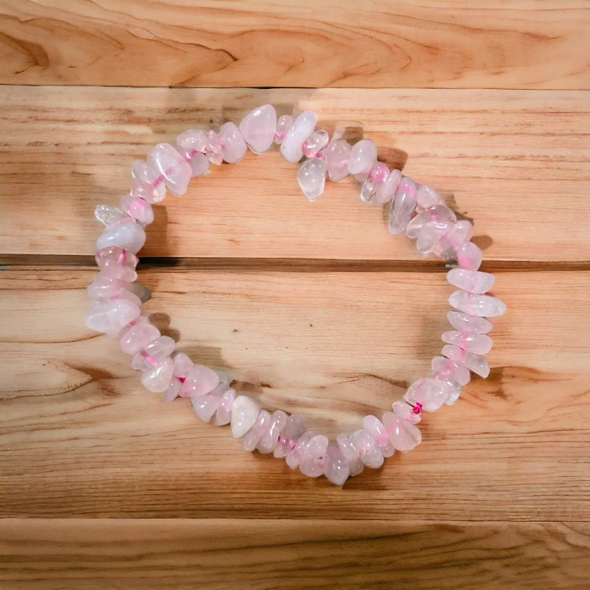 Rose quartz polished chipped bracelet