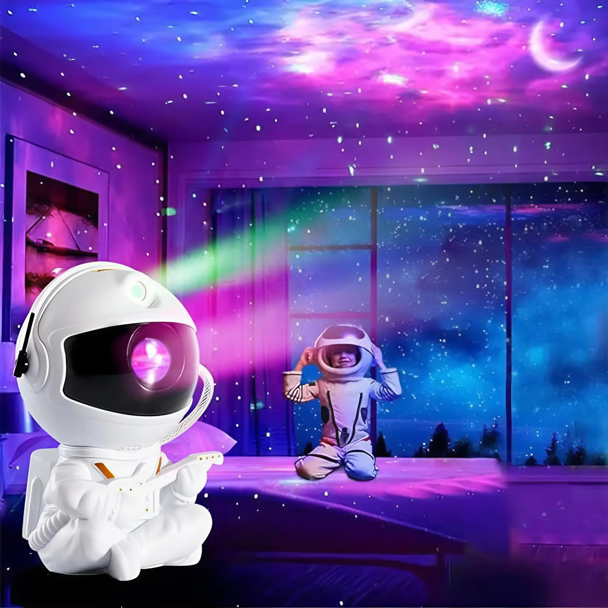 Astronaut Starry Sky Projector Night Light, Galaxy Starry Sky Astronaut Projector Lamp, Creative Atmosphere Light Mini Spaceman Projector for Home, Gadgets for The Home