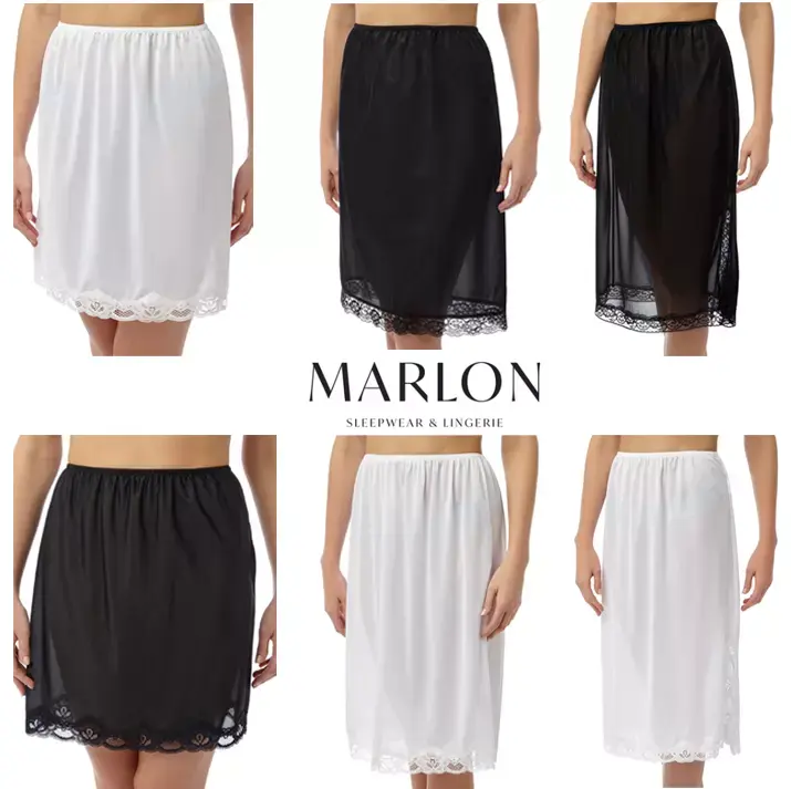 Marlon Polyster Lace Half Slip Cling Resist 18" 24" 27" Underskirt Womenswear Sizes UK 12-26