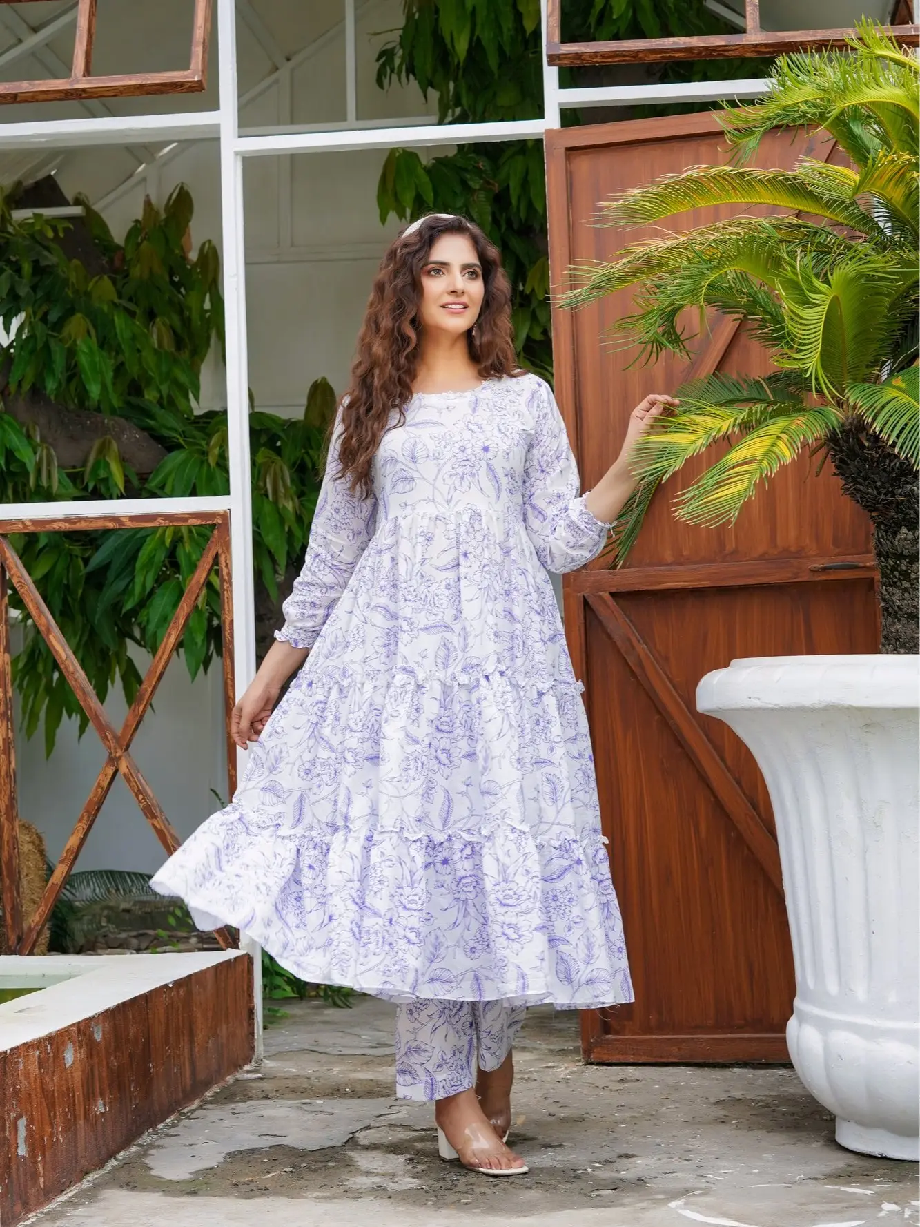Lilac 2 Pc Printed Lawn Long Frock Outfit by Simrans