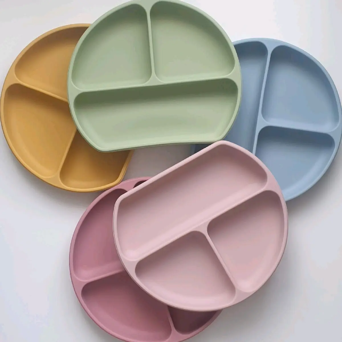 Baby silicone plate with wooden silicone spoon baby essentials weaning starter kit  Silicone Baby Plate with Lid cutlery set Waterproof Plate Food Snack Toddler Weaning plate baby first feed food  gift