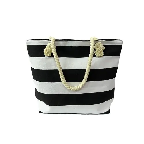 Ladies Women's Large Stripe Tote Beach Bag Summer Holiday Casual Shoulder & Handheld Bag 0