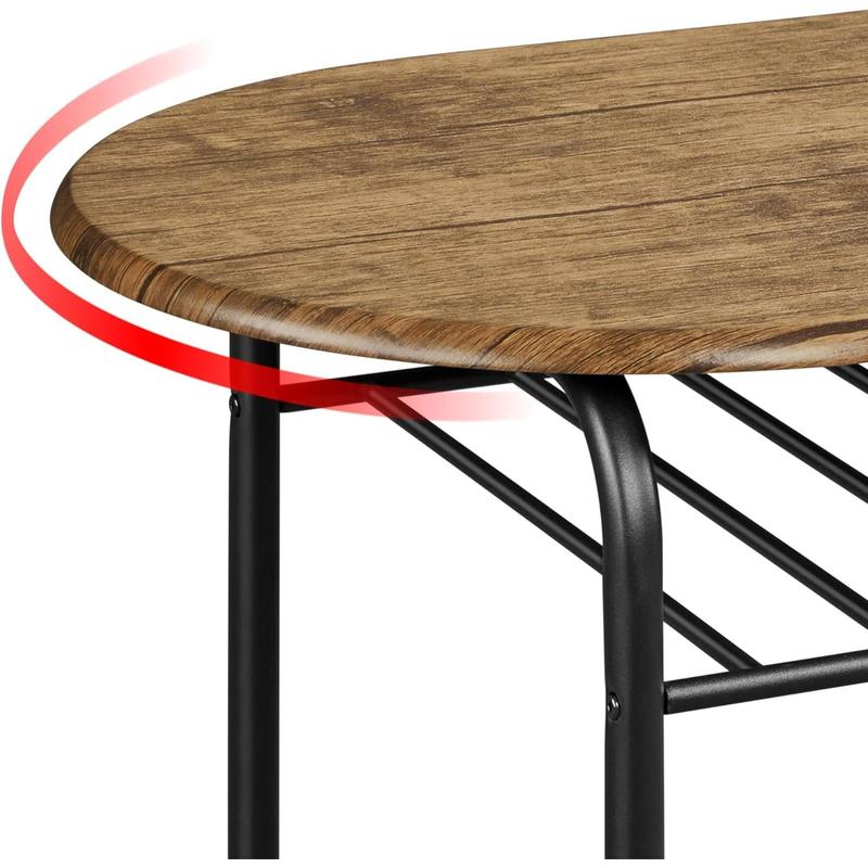 3 Piece Modern Dining Table Set, Kitchen Table and Chairs Set for 2, Space Saving Table Set, Breakfast Nook Table Set with Steel Legs and Storage Rack for Kitchen/Small Space, Brown 7