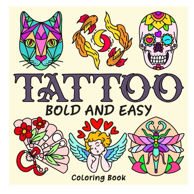 Tattoo Bold and Easy Coloring Book: 55 Big and Simple Coloring Pages for Adults and Teens. Beautiful & Unique Designs for Relaxation and Creativity. ... Vintage drawing. (Bold and Easy for All Ages) Paperback – 8 April 2024 0