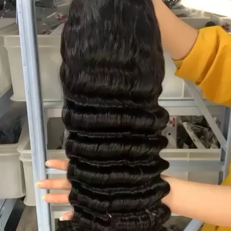 190% density 13*4 HD Transparent lace virgin human hair deep wave 3