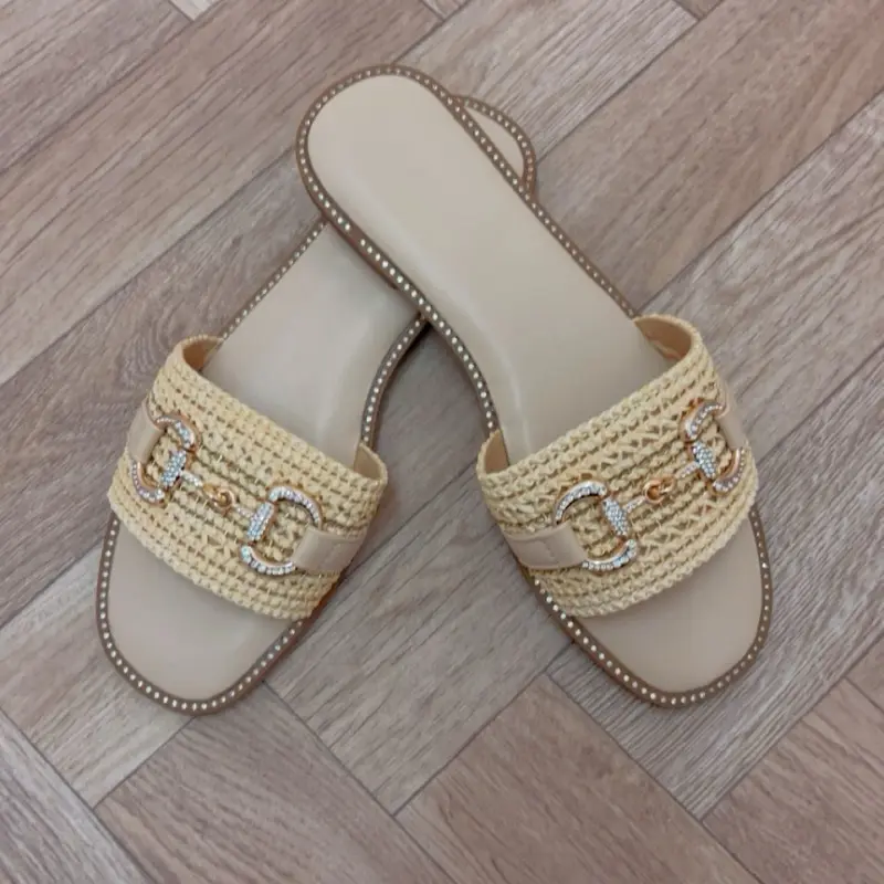 STELLA Women's Woven Chain Sliders Flip Flops - Perfect for Summer - Girl, Shoe, Sandal, Walking Shoes, Comfort, Weight, Kitchen 2