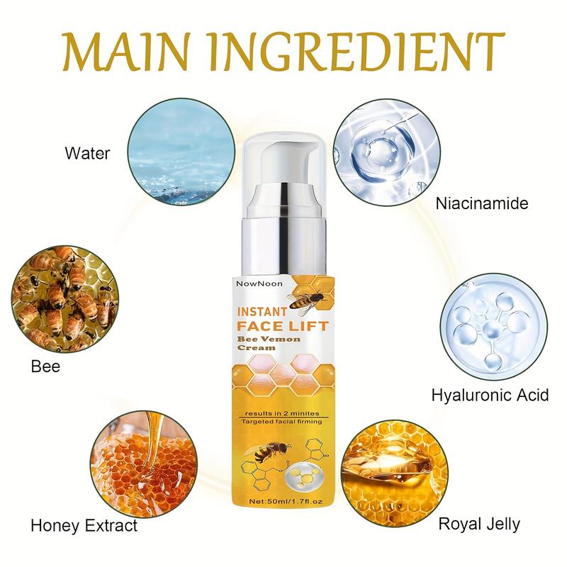 Product Introduction of 1.7fl.oz Bee Venom Instant Face Lift Cream - Temporary Skin Firming & Lifting for All Skin Types, Smooths Fine Lines & Wrinkles, Alcohol-Free with Hyaluronic Acid & Glycerin 2