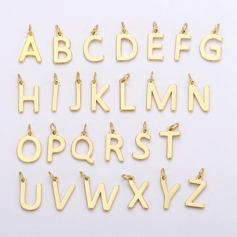 18ct Gold Plated Initial Pendant Charms 2