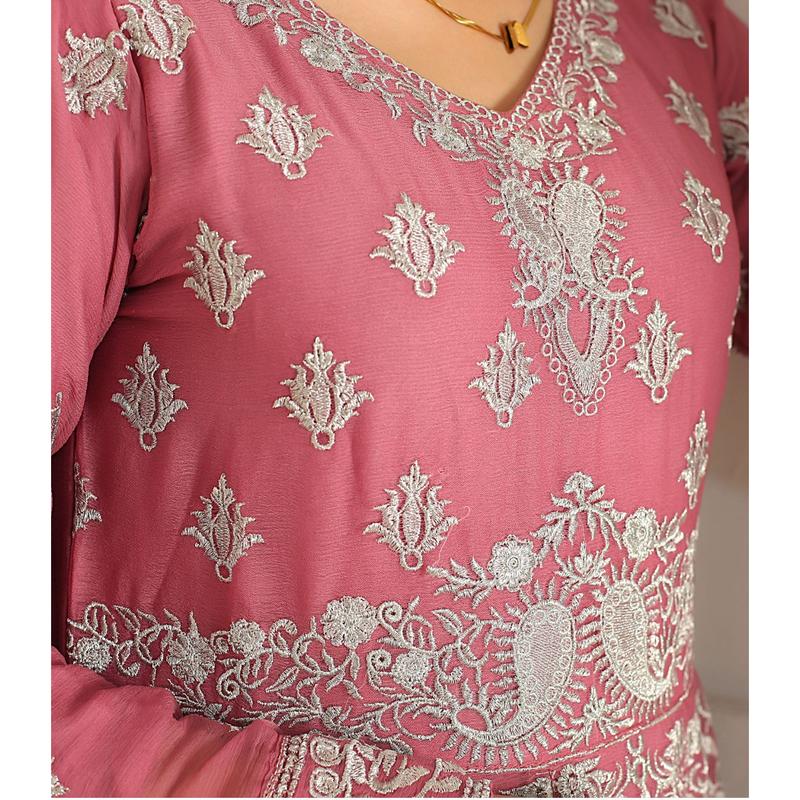 Mother & Daughter Ready to Wear Chiffon Maxi Dress Pink D-301 | Shop Pakistani Dresses 5
