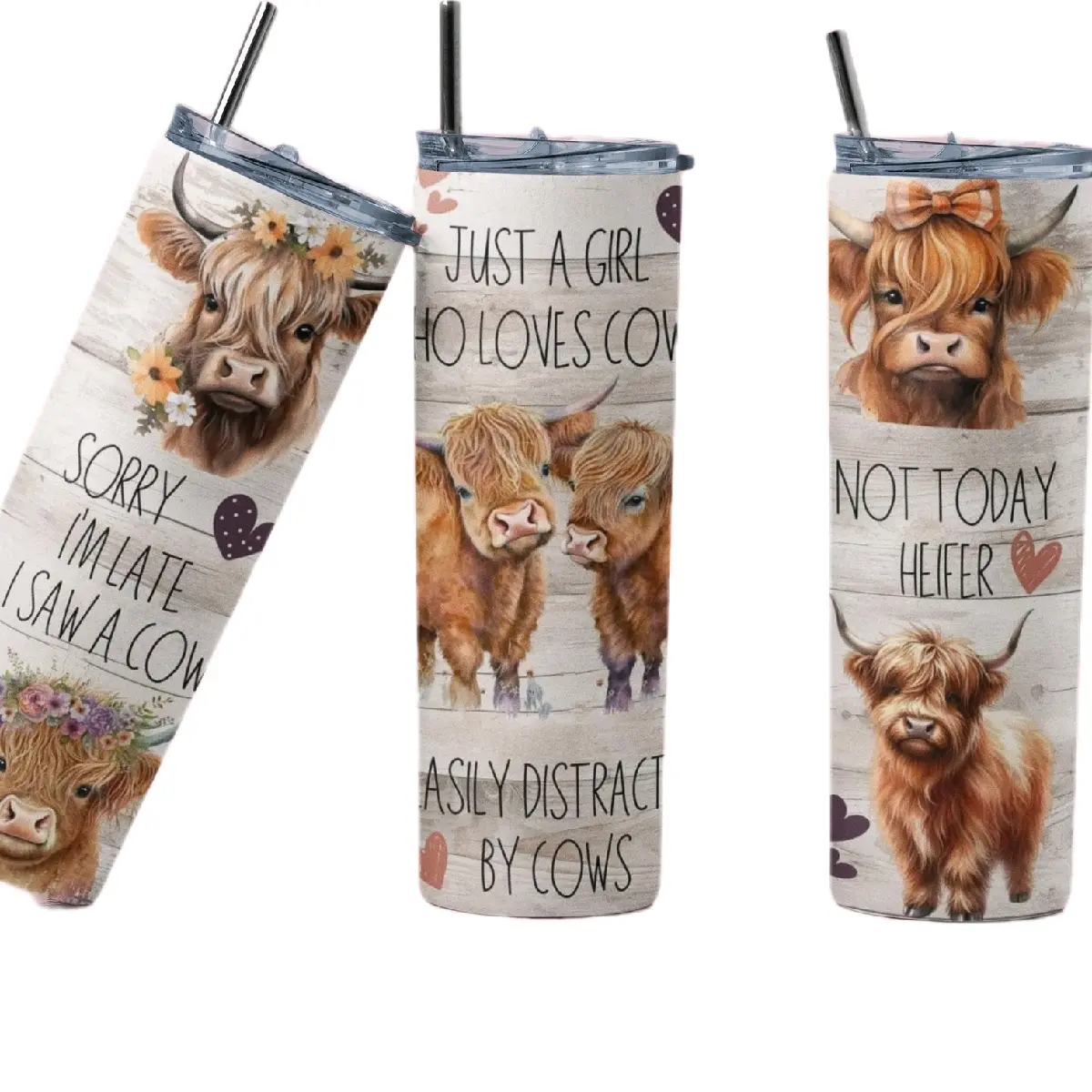 Highland Cow Sayings 20oz Skinny drinks tumbler for hot or cold beverages Drinkware Reusable Washable Cup Coffee Reuse Mug Portable Stylish and easy to use and keeps your drinks hot for up to 6 hours Water Bottles Flasks Bottled