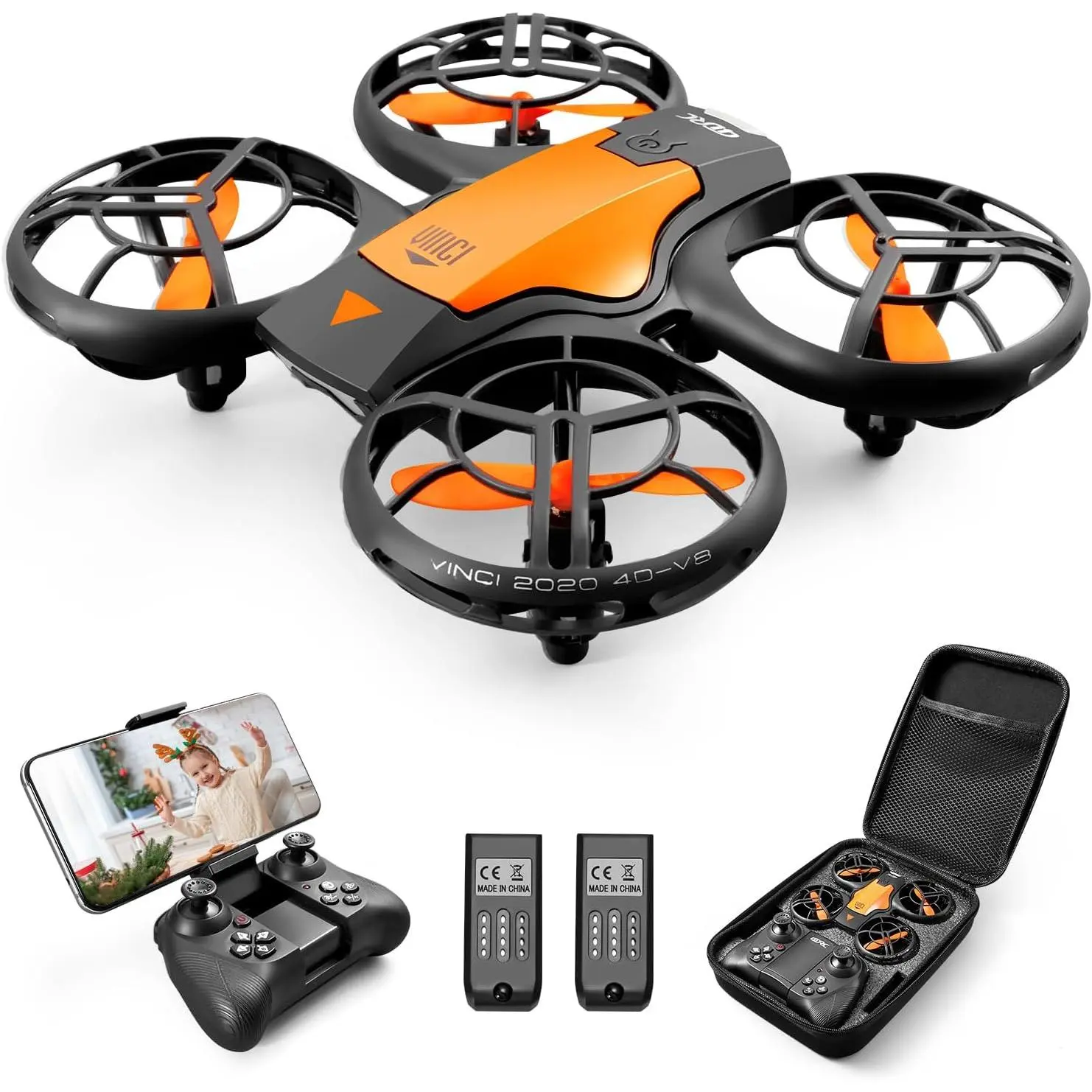 Mini Drone With 720P HD Camera For Kids, FPV 2.4G WiFi, Upgraded Propeller Guard, 3D Flip, Combat Mode, Induction Of Gravity, Altitude Hold, Headless Mode, One Key Take-Off/Landing, Toy Gift