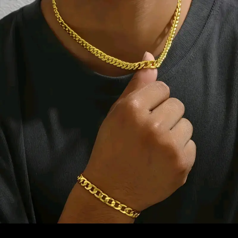 trendy hip hop style golden necklace 2