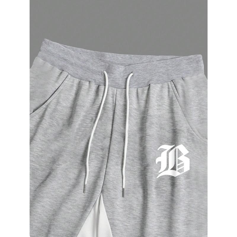 Manfinity EMRG Men's Fashion Casual Drawstring Sweatpants With Side Striped Contrast Design Fabric Menswear 3