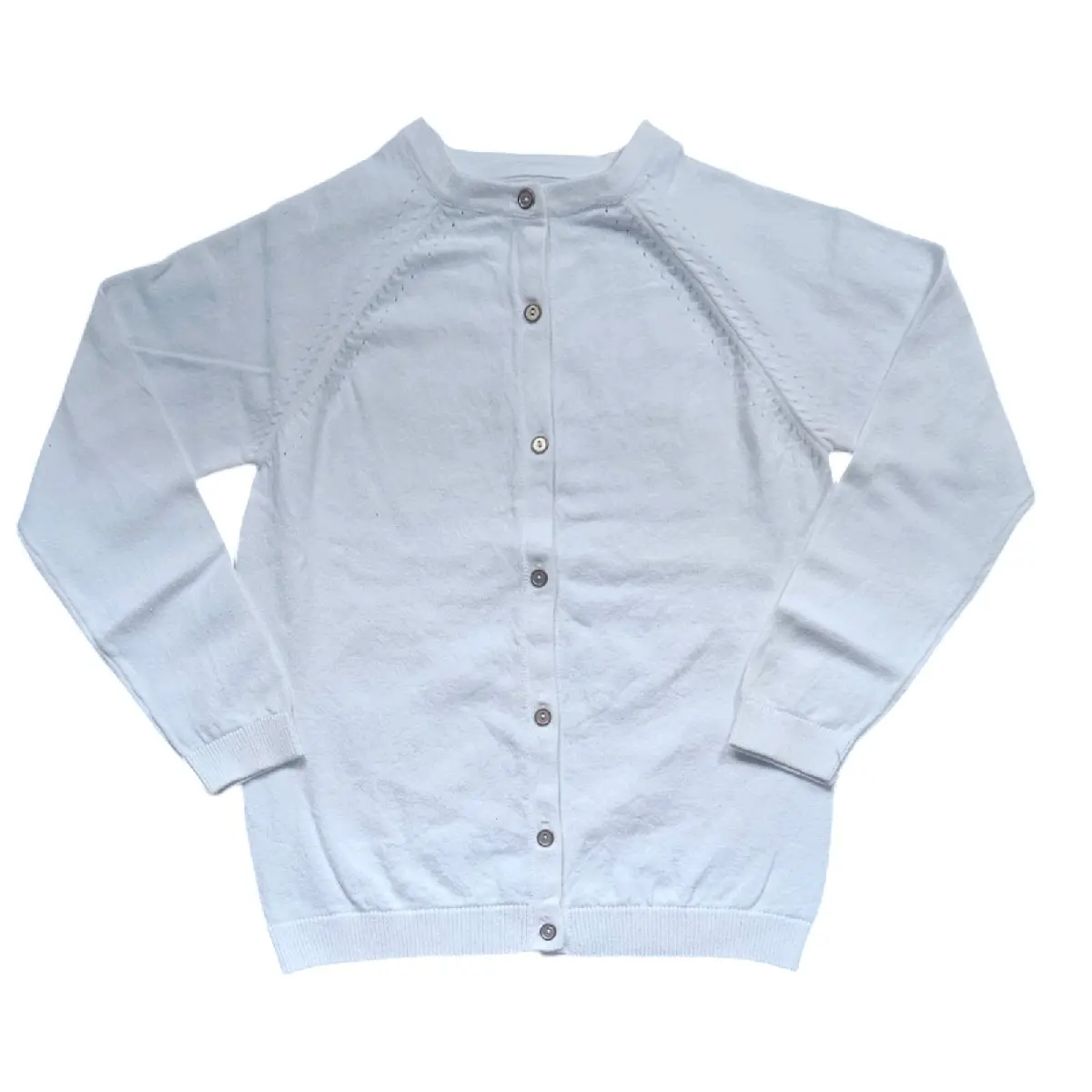 Girls white knitted cardigan button up Long-sleeved kids clothes