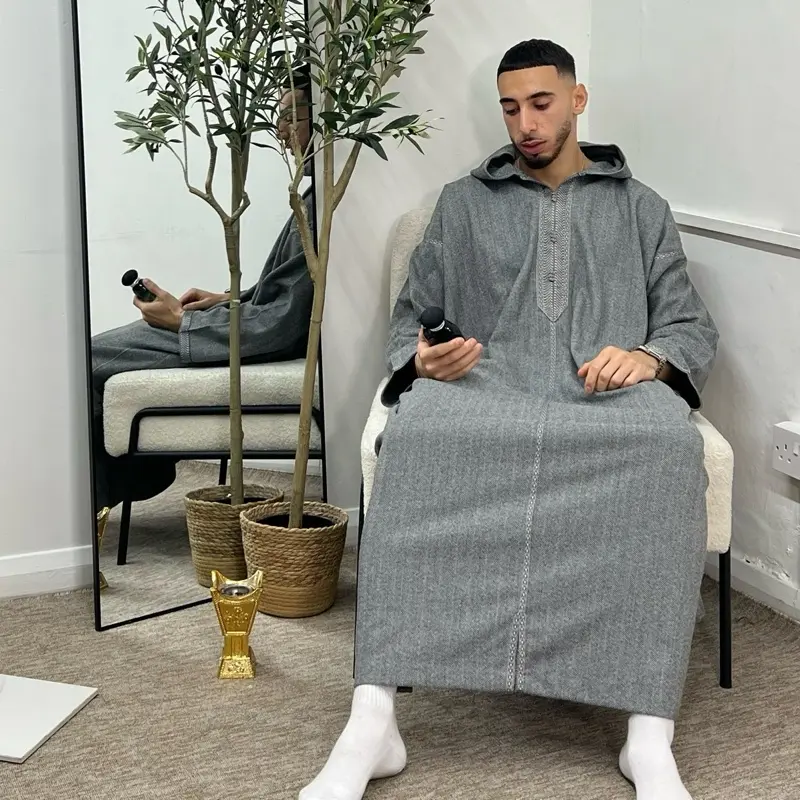 Premium Winter Moroccan Thobe Djellaba Brown Thick Thobe for Men - No Pockets muslim wear ramadan outfits 2