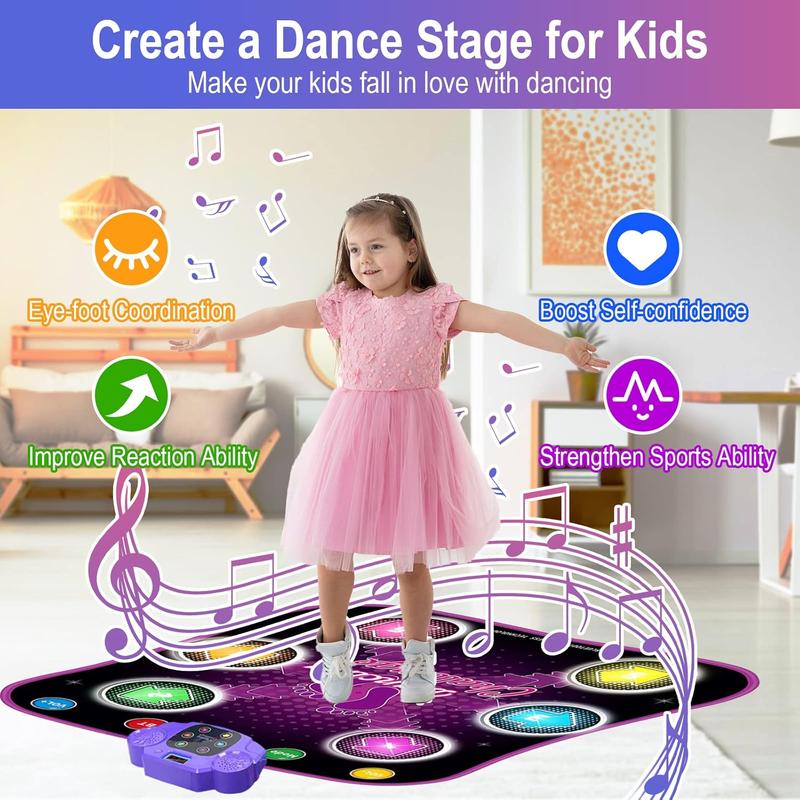 Kids Dance Mat - Dancing Blanket, Bluetooth Enabled, Built-in Music, Dancing Toy with 6 Game Modes and 3 Challenge Levels, Great Christmas Birthday Gift for Boys and Girls Over 3 Years Old 4