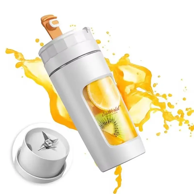 ZiaWorld 600ml Portable Juicer Blender for Juice, Milkshake, Smoothies, Protein Shakes, Portable Cordless Mini Travel Mixer, Rechargeable, Lid & Sip Spout, Blend Ice & Frozen Fruit (BPA Free, White) 0