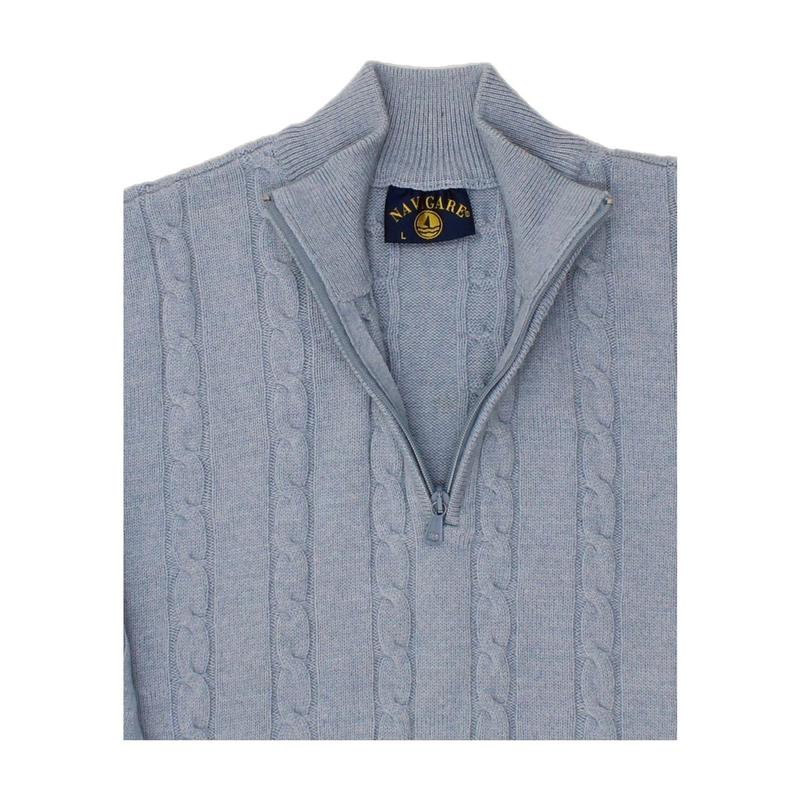 Pre-Owned Vintage NAVIGARE Mens Zip Neck Jumper Sweater Large Blue Acrylic 3