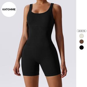 KatchMe Women's Versatile Seamless Thin Waist Stretch Shaping Playsuit,Plain U Neck Sleeveless Tummy Control Shaping Bodysuit,Butt-Lifting Womenswear