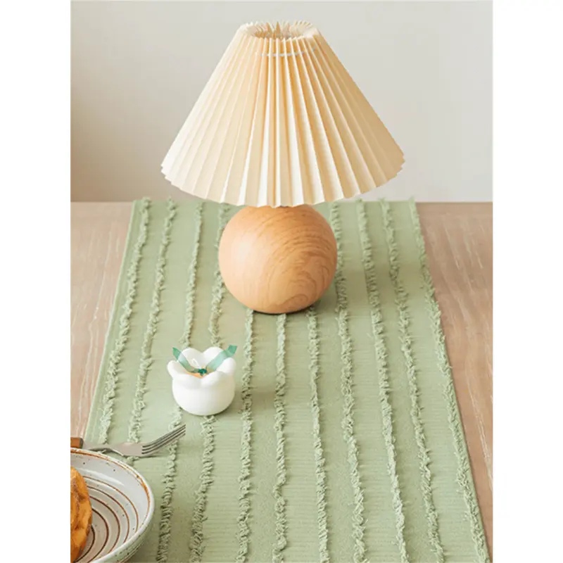 1pc Green Nordic Style Kitchen & Dining Table Decor Striped Jacquard Table Runner For Home & Kitchen 5