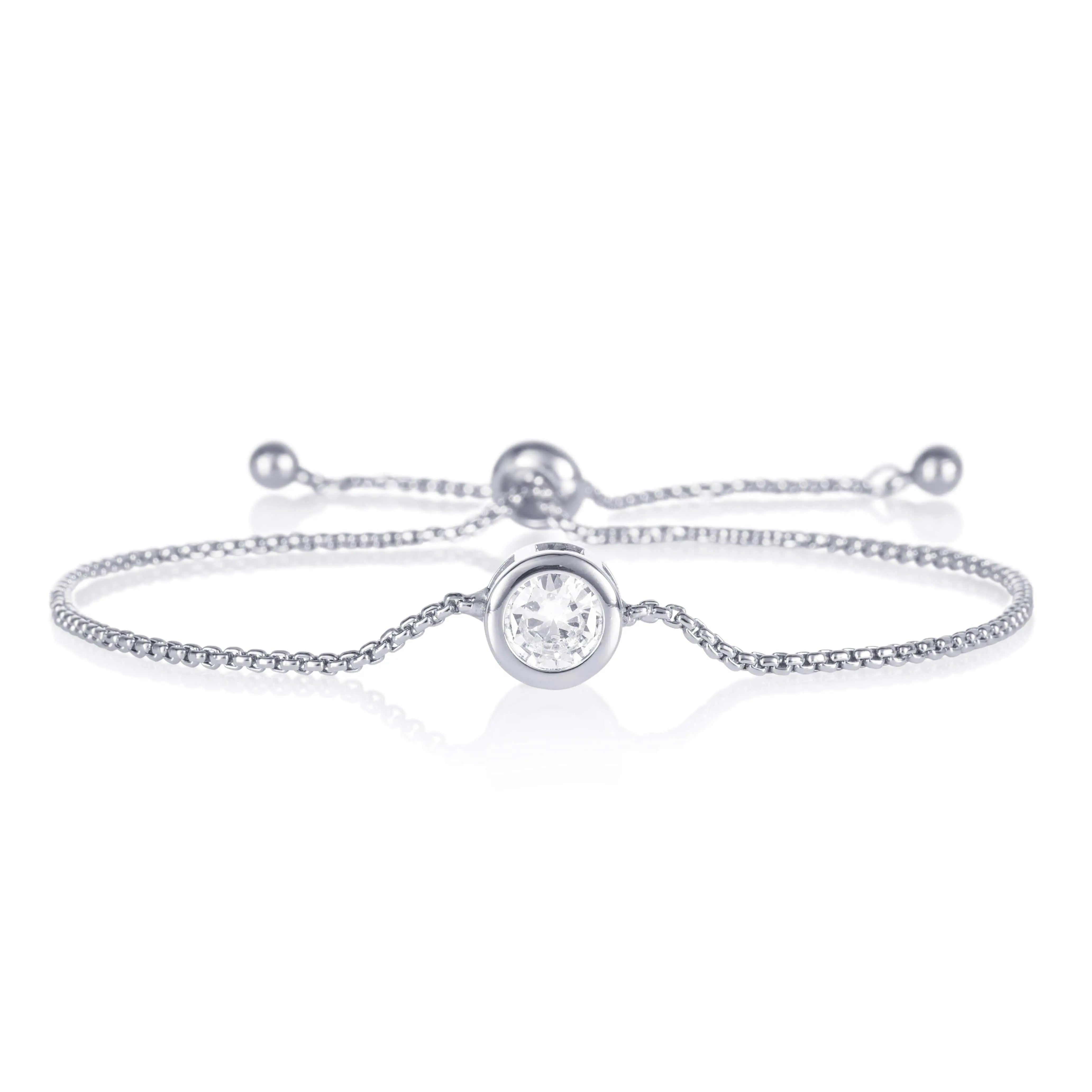 Adjustable Bezel Set Cubic Zirconia Bracelet for Women