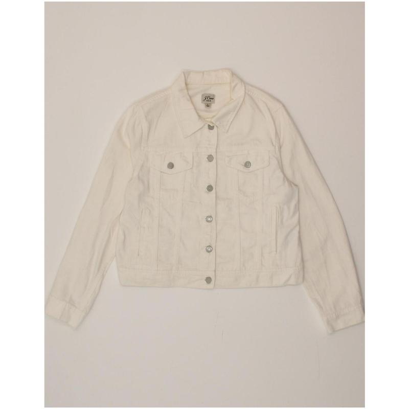 Pre-Owned Vintage J. CREW Womens Denim Jacket UK 16 Large White Cotton 1