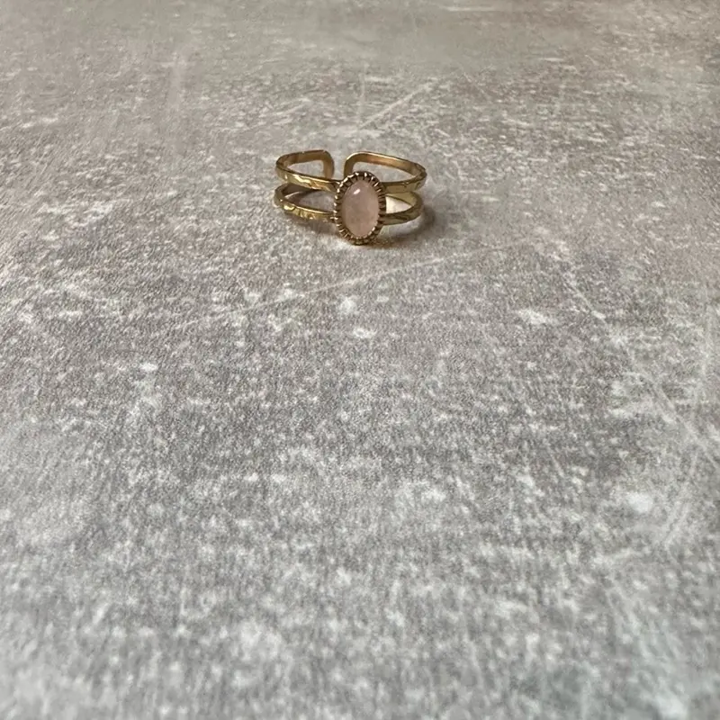 DAINTY&CO | THE PINK GEMMED STONE HARMONY ADJUSTABLE RING - TARNISH PROOF - WATERPROOF 1