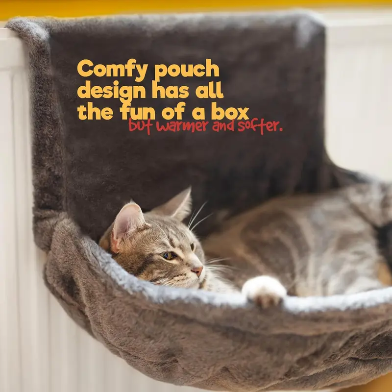 Deluxe Radiator Cat Bed, Round Cosy and warm fleece beds Basket Cradle Hammock, Solid & Durable Iron Frame handling heavier Animals, Perfect for Cats, Kittens, Puppy Dog (GREY). 4