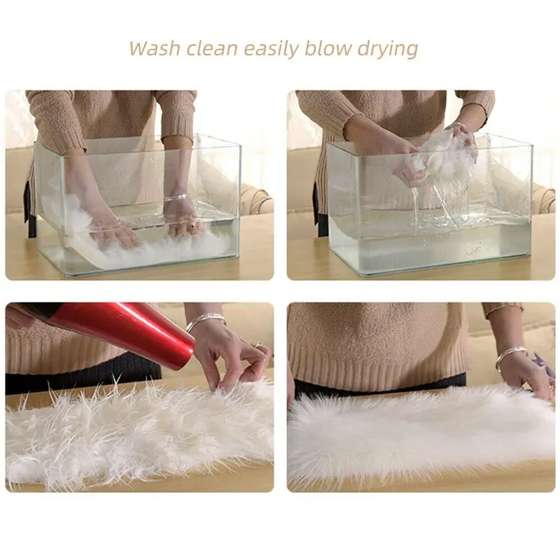 Luxurious Faux Sheepskin Area Rug - Soft, Fluffy & Machine Washable for Bedroom and Living Room Decor, White 8