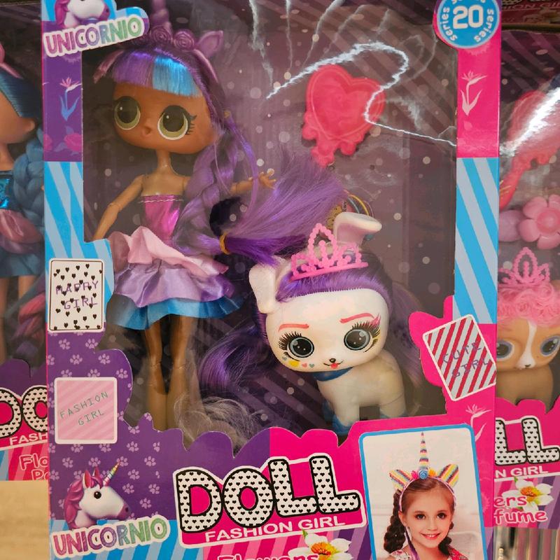 Unicorn Colored Doll with Dog and Accessories - Classic & Novelty Toy plush 2
