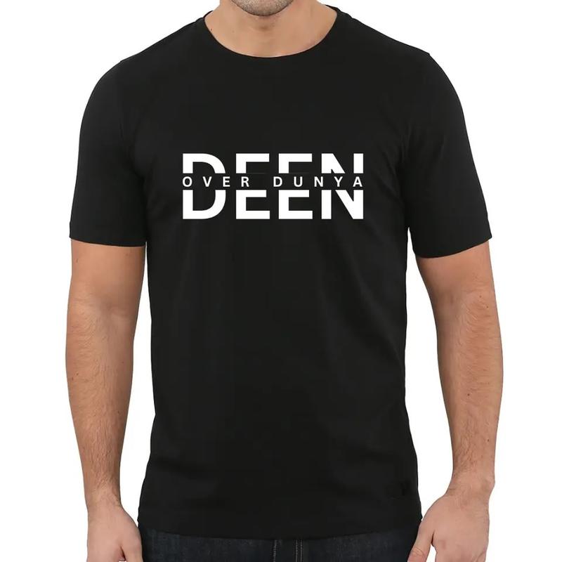 Personalised Name T Shirt Mens Ladies Unisex Tee Deen Over Dunya Muslim Gift Top 1