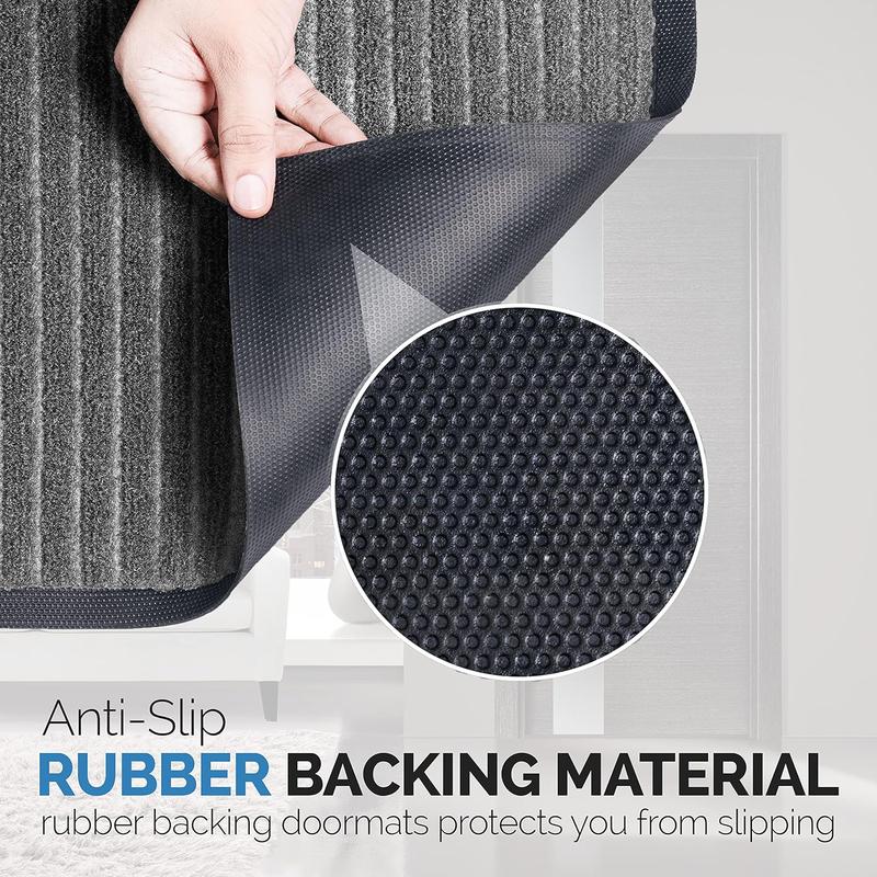 Dirt Trapper Door Mat for Indoor & Outdoor - Anti Slip Heavy Duty Waterproof Rubber Doormats - Washable Rug Mat & Front Door Carpet for Home Kitchen & Office (Grey, 44 x 75 cm) 2