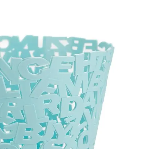 Waste Paper Basket Turquoise Colour Paper Basket Original Letters Design Plastic 1